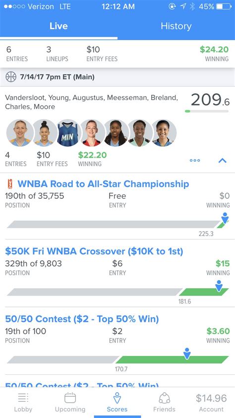 wnba lineups tonight.